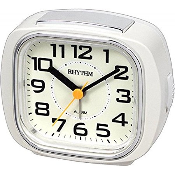 Rhythm Super Silent Alarm Clock 4 Steps Increasing Beep,Snooze,Super Luminous,Super Silent Move Analog 